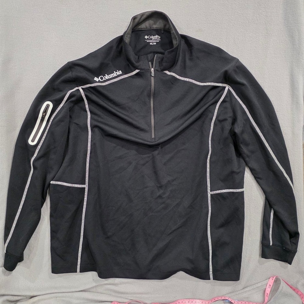Columbia Golf Mens 2XL Black Quarter Zip Pullover Athletic Performance Sweater